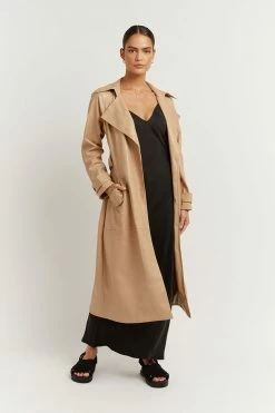 DISSH Boutiques ELENA BEIGE FAUX LEATHER TRENCH THE BUMP FRIENDLY EDIT
