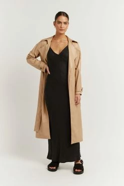 DISSH Boutiques ELENA BEIGE FAUX LEATHER TRENCH THE BUMP FRIENDLY EDIT