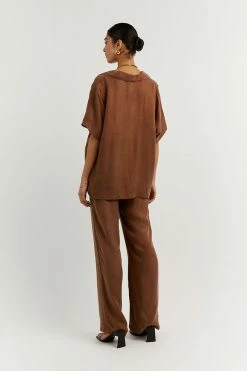 DISSH Boutiques CAMPBELL TAN SHORT SLEEVE SHIRT