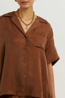 DISSH Boutiques CAMPBELL TAN SHORT SLEEVE SHIRT