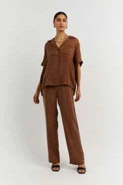 DISSH Boutiques CAMPBELL TAN SHORT SLEEVE SHIRT