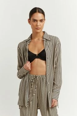 DISSH Boutiques MARLOW BEIGE GEO SHIRT THE BUMP FRIENDLY EDIT