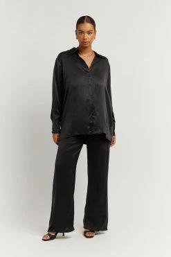 DISSH Boutiques CLOTHING EVANS BLACK SILK SHIRT