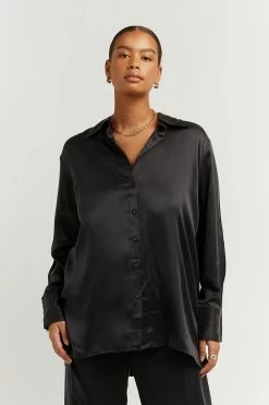 DISSH Boutiques CLOTHING EVANS BLACK SILK SHIRT