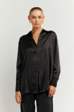 DISSH Boutiques CLOTHING EVANS BLACK SILK SHIRT