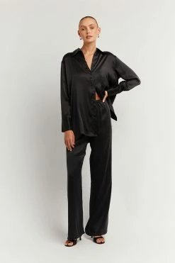 DISSH Boutiques CLOTHING EVANS BLACK SILK SHIRT