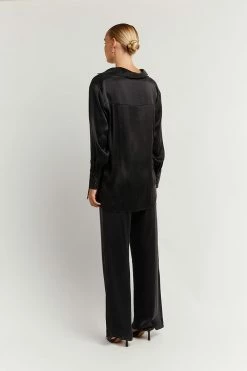DISSH Boutiques CLOTHING EVANS BLACK SILK SHIRT