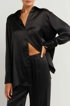 DISSH Boutiques CLOTHING EVANS BLACK SILK SHIRT