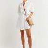 DISSH Boutiques VENUS WHITE LINEN BOYFRIEND SHIRT