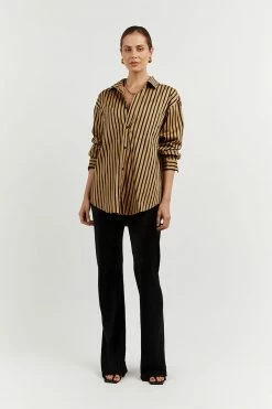 DISSH Boutiques CLOTHING LOCKWOOD MOCHA STRIPE SHIRT