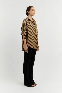 Hot Sale ๐ DISSH Boutiques CLOTHING LOCKWOOD MOCHA STRIPE ๐ SHIRT ๐ 6 DISSH Boutiques CLOTHING LOCKWOOD MOCHA STRIPE SHIRT