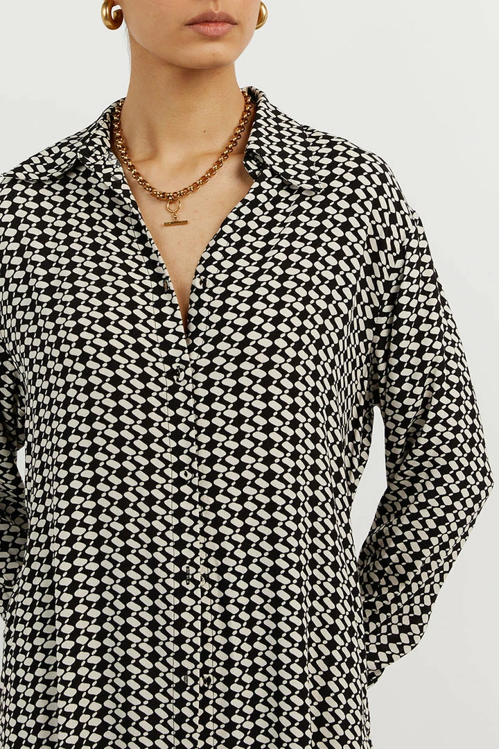 Best Pirce ๐ฅฐ DISSH Boutiques FAME BLACK WHITE GEO LONG ๐ SHIRT CLOTHING โ 6 DISSH Boutiques FAME BLACK WHITE GEO LONG SHIRT CLOTHING