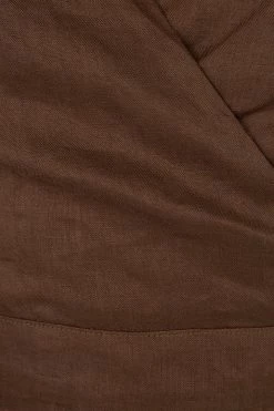 DISSH Boutiques VERA CHOCOLATE LINEN WRAP TOP TOPS