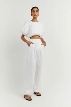 DISSH Boutiques BONNIE WHITE BUBBLE CROP TOP