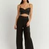 DISSH Boutiques ZUMA BLACK LINEN WRAP CROP TOP CLOTHING