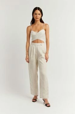DISSH Boutiques ZUMA NATURAL LINEN WRAP CROP TOP CLOTHING