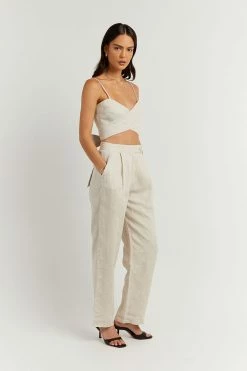 DISSH Boutiques ZUMA NATURAL LINEN WRAP CROP TOP CLOTHING