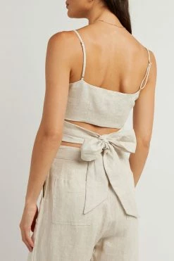 DISSH Boutiques ZUMA NATURAL LINEN WRAP CROP TOP CLOTHING