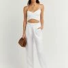 DISSH Boutiques ZUMA WHITE LINEN WRAP CROP TOP