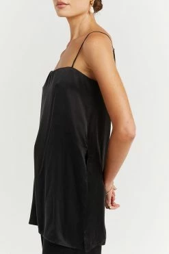 Best Sale 🥰 DISSH Boutiques EVANS BLACK SILK TUNIC TOP 😀 19 DISSH Boutiques EVANS BLACK SILK TUNIC TOP