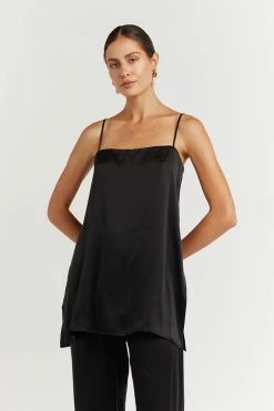DISSH Boutiques EVANS BLACK SILK TUNIC TOP