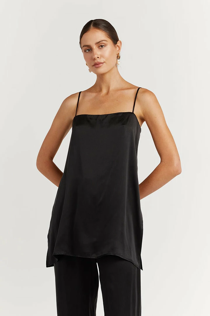 Best Sale 🥰 DISSH Boutiques EVANS BLACK SILK TUNIC TOP 😀 2 DISSH Boutiques EVANS BLACK SILK TUNIC TOP
