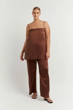 DISSH Boutiques THE BUMP FRIENDLY EDIT EVANS MAHOGANY SILK TUNIC TOP
