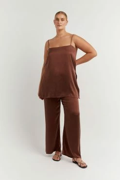 DISSH Boutiques THE BUMP FRIENDLY EDIT EVANS MAHOGANY SILK TUNIC TOP