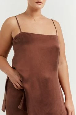 DISSH Boutiques THE BUMP FRIENDLY EDIT EVANS MAHOGANY SILK TUNIC TOP