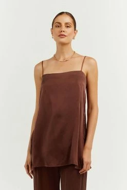 DISSH Boutiques THE BUMP FRIENDLY EDIT EVANS MAHOGANY SILK TUNIC TOP