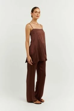 DISSH Boutiques THE BUMP FRIENDLY EDIT EVANS MAHOGANY SILK TUNIC TOP