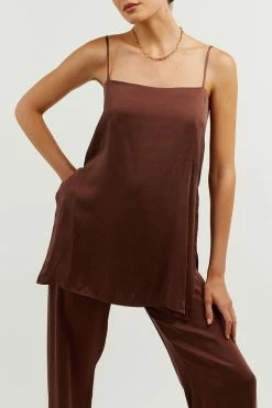 DISSH Boutiques THE BUMP FRIENDLY EDIT EVANS MAHOGANY SILK TUNIC TOP
