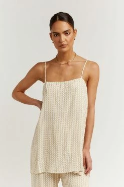 DISSH Boutiques MASON BEIGE GEO TUNIC TOP THE BUMP FRIENDLY EDIT