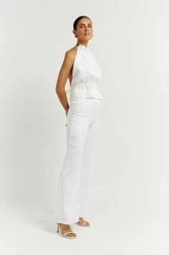 DISSH Boutiques AISLE WHITE RAMIE BACKLESS TOP