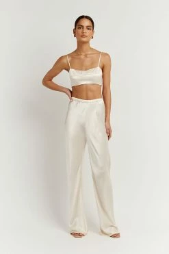 DISSH Boutiques CLOTHING SIMONE PEARL SATIN CROP TOP