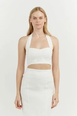 DISSH Boutiques WILLOW OFF WHITE HALTER CROP TOP CLOTHING