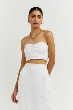 DISSH Boutiques TOPS BONNIE WHITE SWEETHEART CROP TOP