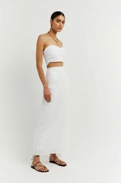 DISSH Boutiques TOPS BONNIE WHITE SWEETHEART CROP TOP