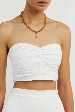 DISSH Boutiques TOPS BONNIE WHITE SWEETHEART CROP TOP