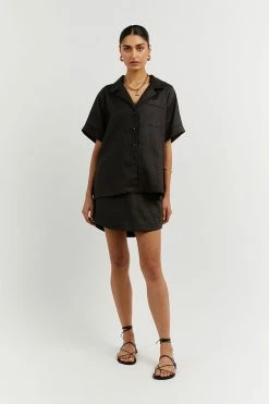 DISSH Boutiques CAMPBELL BLACK LINEN SHIRT CLOTHING