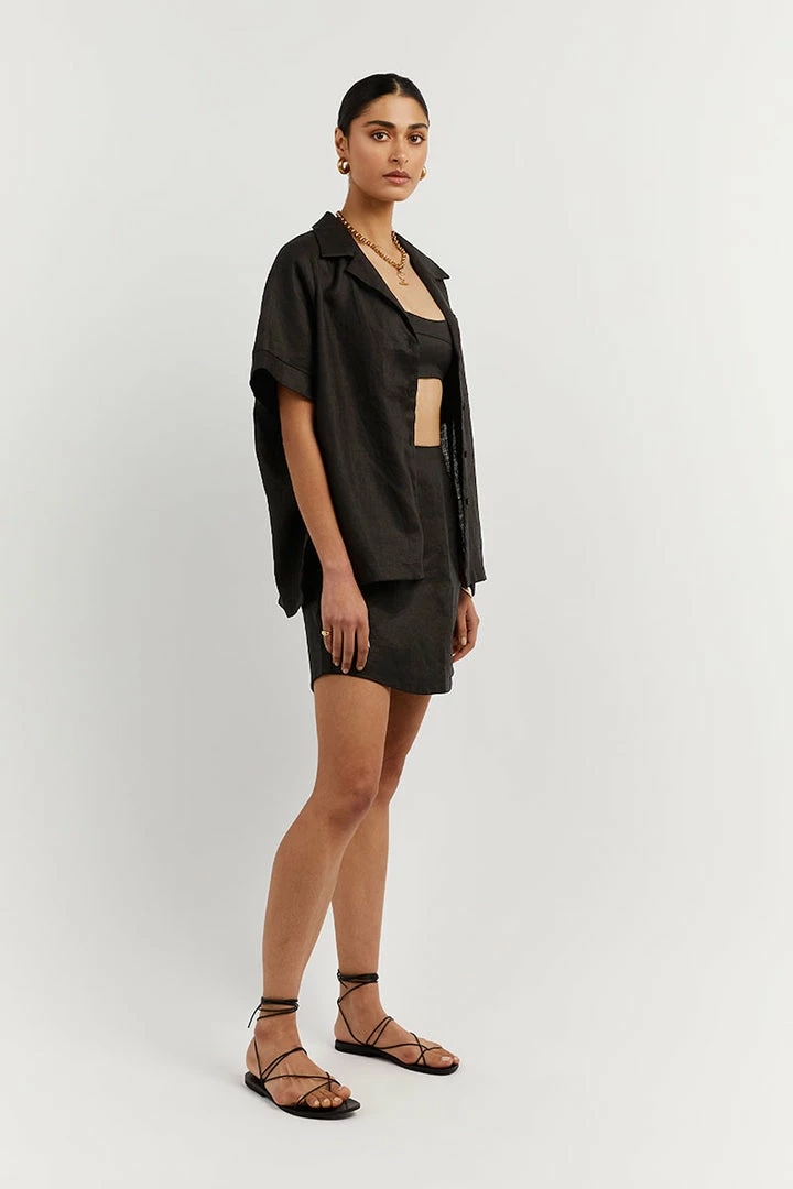 New ๐ DISSH Boutiques CAMPBELL BLACK LINEN ๐ SHIRT CLOTHING ๐ 3 DISSH Boutiques CAMPBELL BLACK LINEN SHIRT CLOTHING