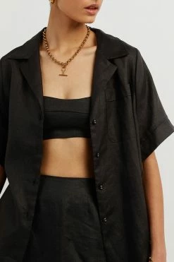 New ๐ DISSH Boutiques CAMPBELL BLACK LINEN ๐ SHIRT CLOTHING ๐ 8 DISSH Boutiques CAMPBELL BLACK LINEN SHIRT CLOTHING