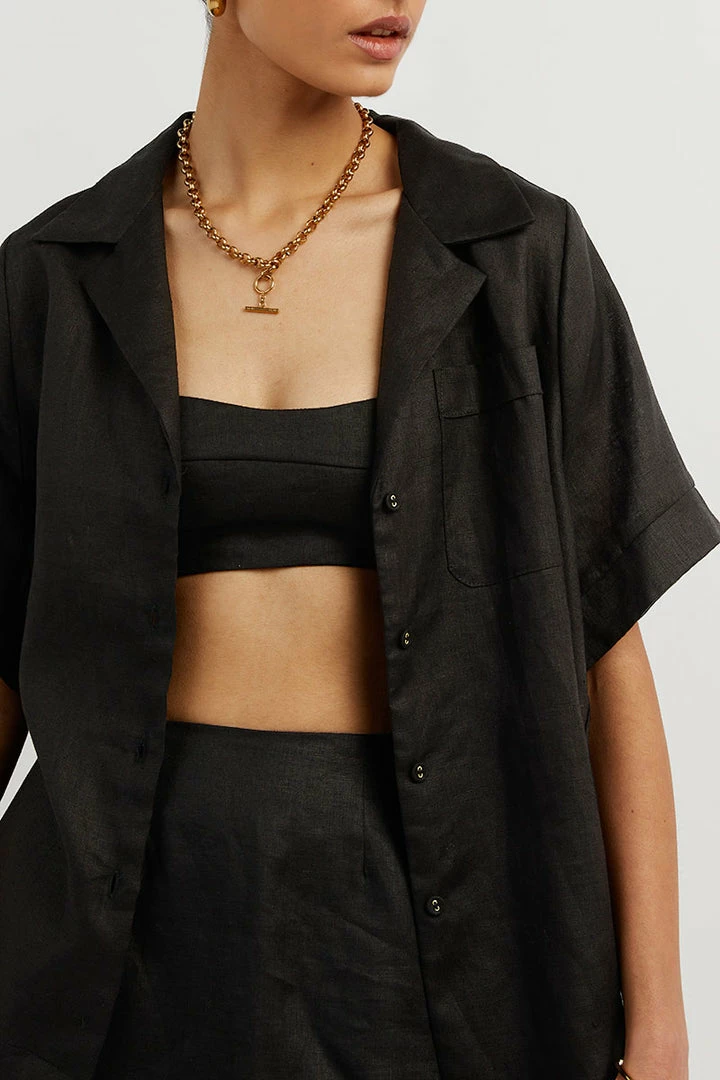 New ๐ DISSH Boutiques CAMPBELL BLACK LINEN ๐ SHIRT CLOTHING ๐ 4 DISSH Boutiques CAMPBELL BLACK LINEN SHIRT CLOTHING