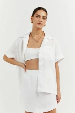 Best Sale ๐ฏ DISSH Boutiques CAMPBELL WHITE LINEN ๐ SHIRT ๐ 8 DISSH Boutiques CAMPBELL WHITE LINEN SHIRT