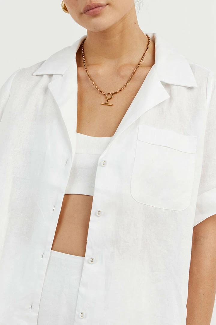 Best Sale ๐ฏ DISSH Boutiques CAMPBELL WHITE LINEN ๐ SHIRT ๐ 6 DISSH Boutiques CAMPBELL WHITE LINEN SHIRT