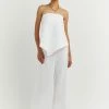 DISSH Boutiques JESSIE WHITE LINEN STRAPLESS TOP CLOTHING