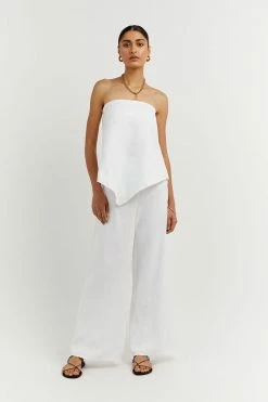 DISSH Boutiques JESSIE WHITE LINEN STRAPLESS TOP CLOTHING