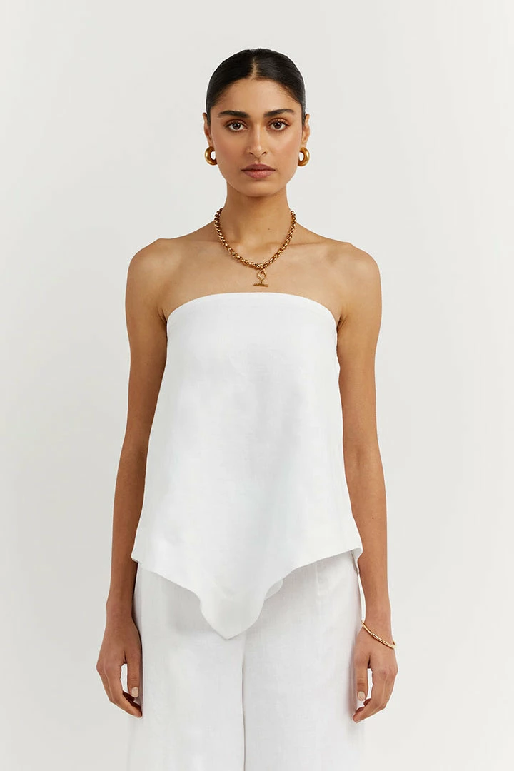 Best deal โ๏ธ DISSH Boutiques JESSIE WHITE LINEN STRAPLESS TOP CLOTHING ๐ 2 DISSH Boutiques JESSIE WHITE LINEN STRAPLESS TOP CLOTHING