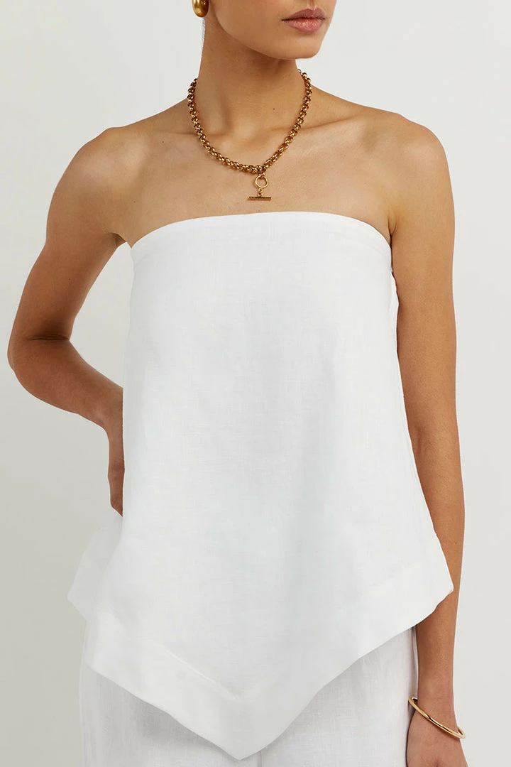 Best deal โ๏ธ DISSH Boutiques JESSIE WHITE LINEN STRAPLESS TOP CLOTHING ๐ 4 DISSH Boutiques JESSIE WHITE LINEN STRAPLESS TOP CLOTHING
