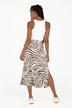 DISSH Boutiques ALEX ZEBRA LINEN SAFARI MIDI SKIRT KNITTED
